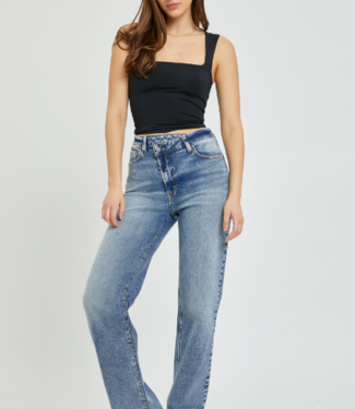 Cello Hi Rise Crisscross Straight Denim