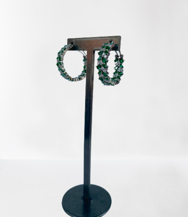 Sioro Jewelry White Gold Emerald Leaf Hoop