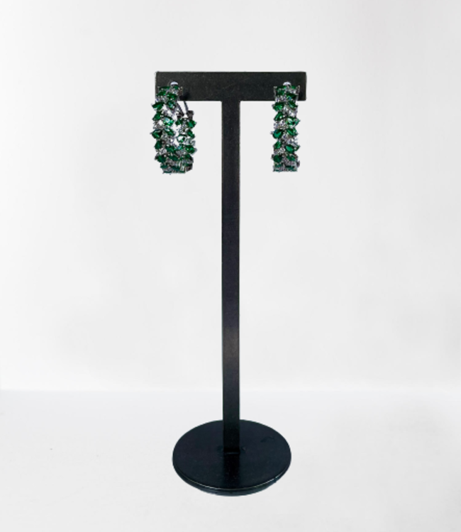 Sioro Jewelry White Gold Emerald Leaf Hoop