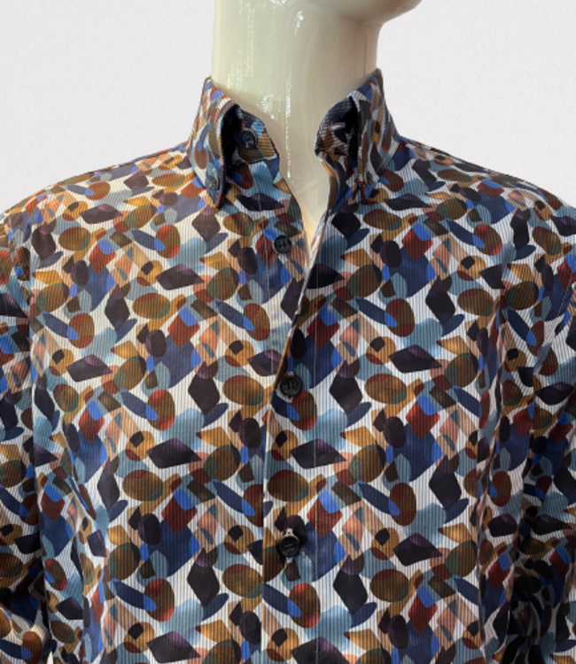 Haupt Large Geo Print with Pinstripe Button Down