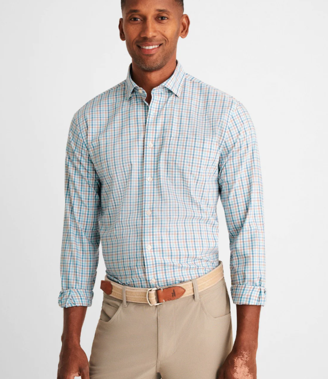 Johnnie-O Cary Denim Plaid-Oceanside Long Sleeve