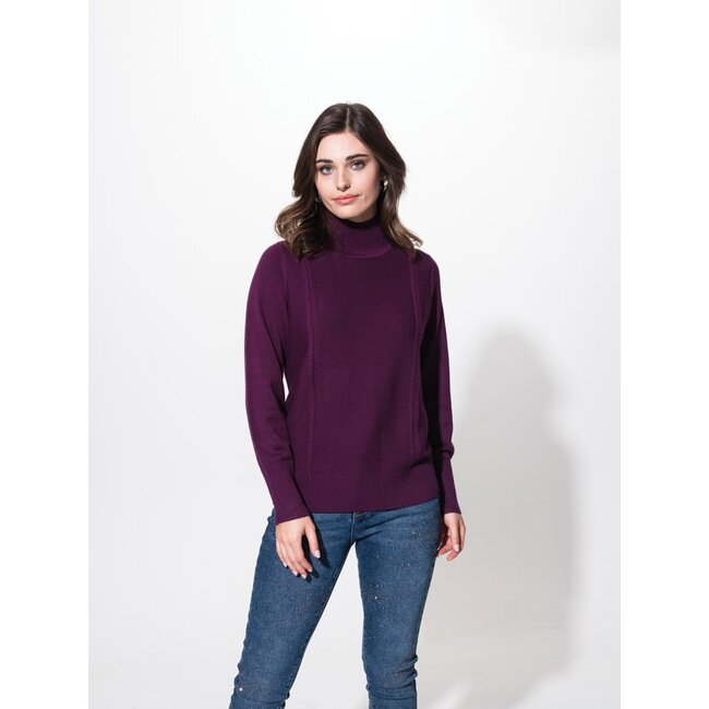 Alison Sheri Mock Neck Plum Sweater