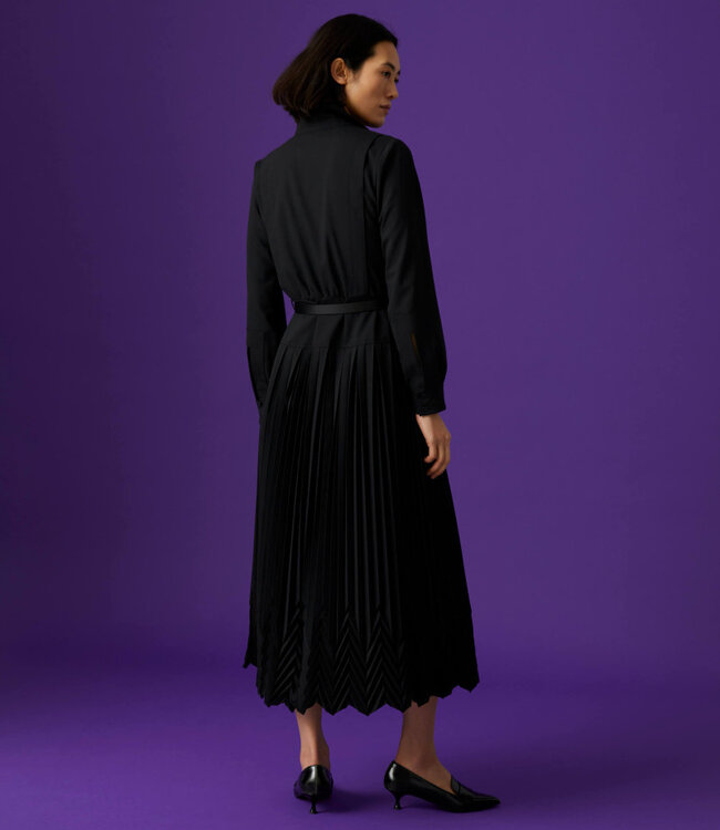 Beatrice B Black Pleated Shirt Midi Dress