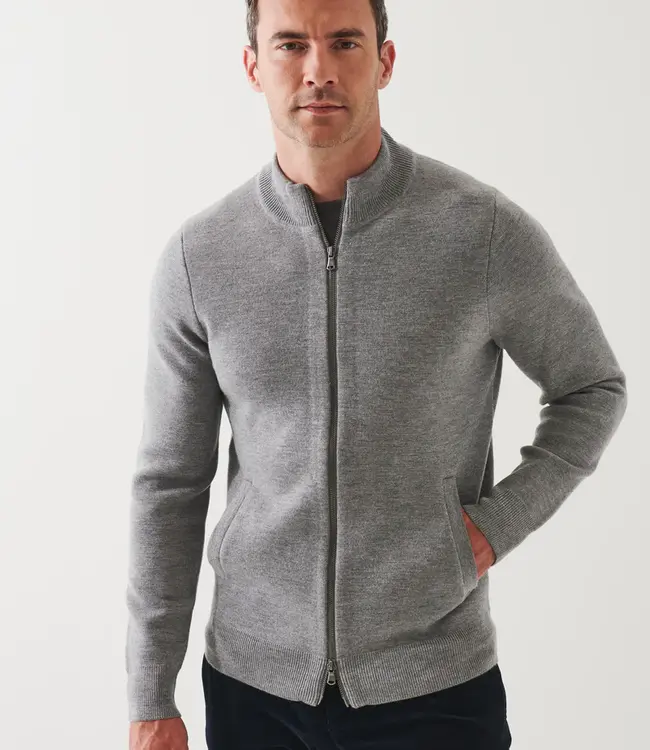 patrick assaraf Mist Shadow 12GG Zip 1/2 Merino/Milano Cardigan