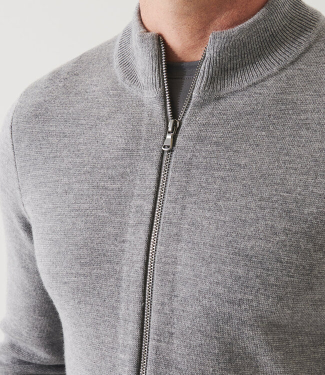 Patrick Assaraf Mist Shadow 12GG 1/2 Merino/Milano Zip Cardigan