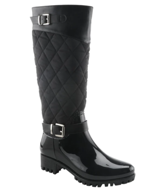 Spring Step Lenina Black High Quilted Rainboot