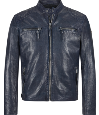 Milestone Bruno Navy Leather Moto Jacket