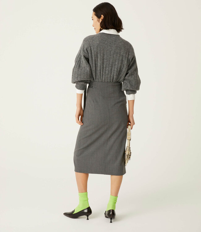 Beatrice B Grey Cut Out Waist Skirt