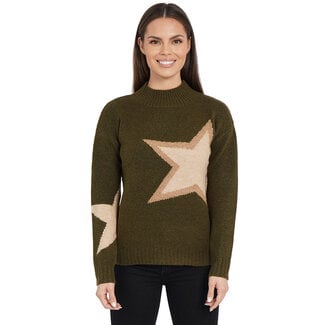 Love Token Olive  Star Pullover Sweater