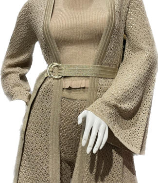 Paola Bernardi Dandara Belted Crochet Kimono Gold