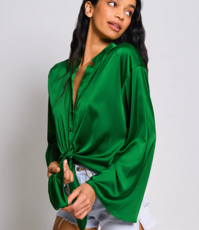 Hutch Otto Bell Sleeve Tie Blouse Green