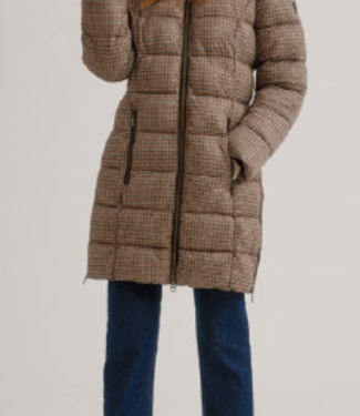 C.RO Check Brown Slim Puffer w/Faux Fur