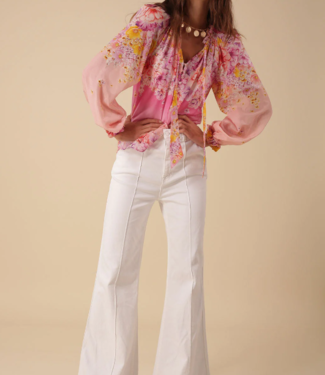 Hale Bob Silk Long Sleeve Blouse Ombre Pink