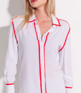 White Blouse with Red Pipping