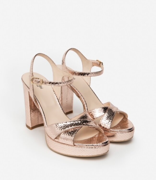 Nero Giardini Hammered Rose Gold Platform Sandal