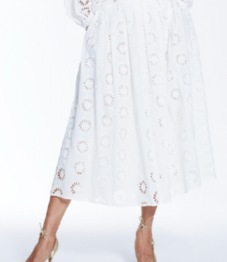 0039 Italy Kylie Eyelet Midi Skirt White