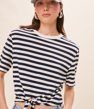 Suncoo Marloz Navy Striped Tie Tee