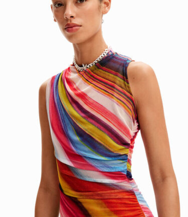 Desigual Rainbow Mesh Dress