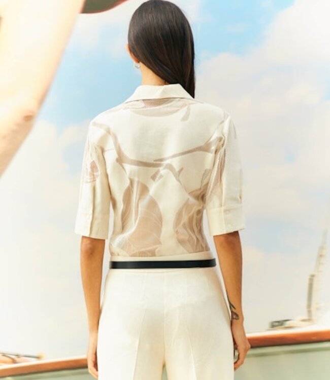 Beatrice B Coco Sheer Inlay Blouse