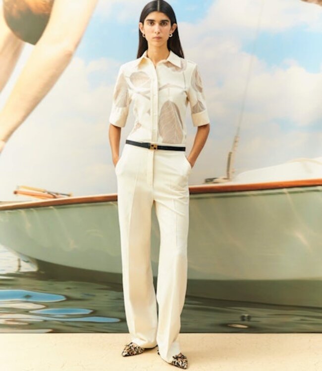 Beatrice B Coco Sheer Inlay Blouse