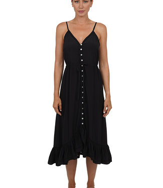 Love Token Button Cami Black Midi Dress