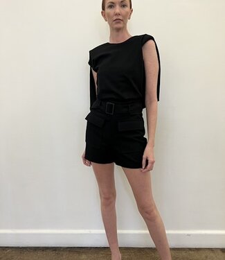 Theo Gaia Black Drape Back Top