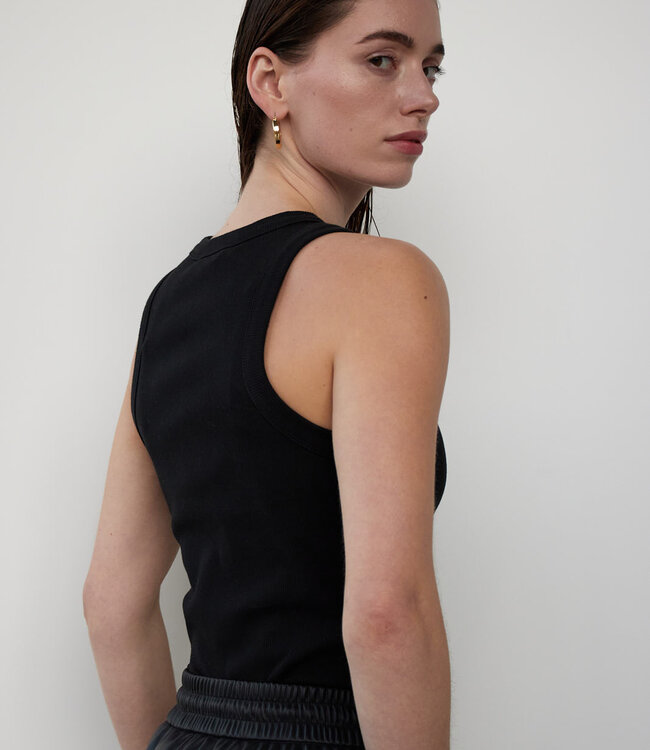 With Black Rita Black Ribbed Tank Top