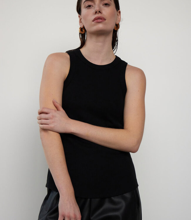 With Black Rita Black Ribbed Tank Top