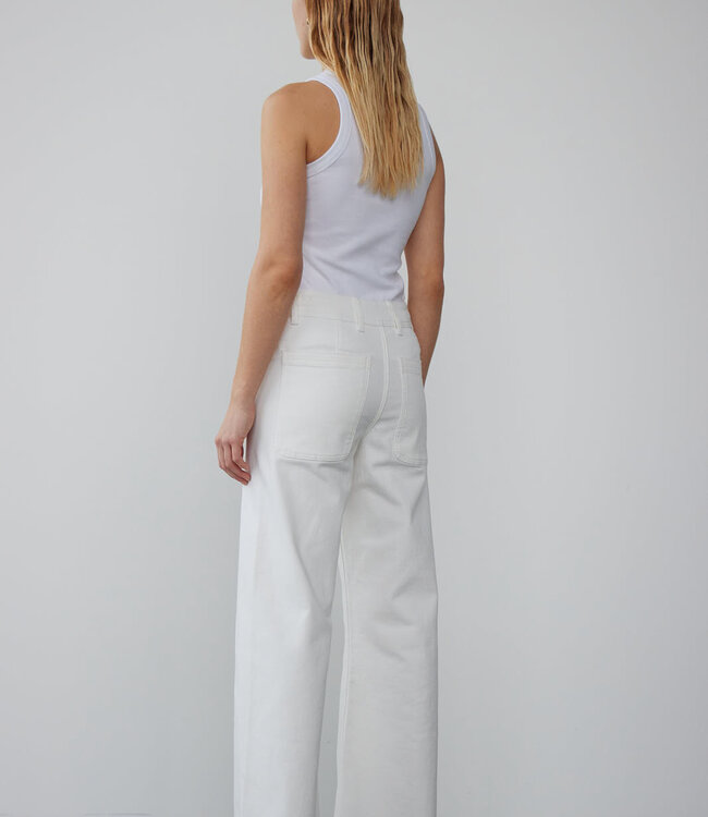With Black Wide Leg White Denim