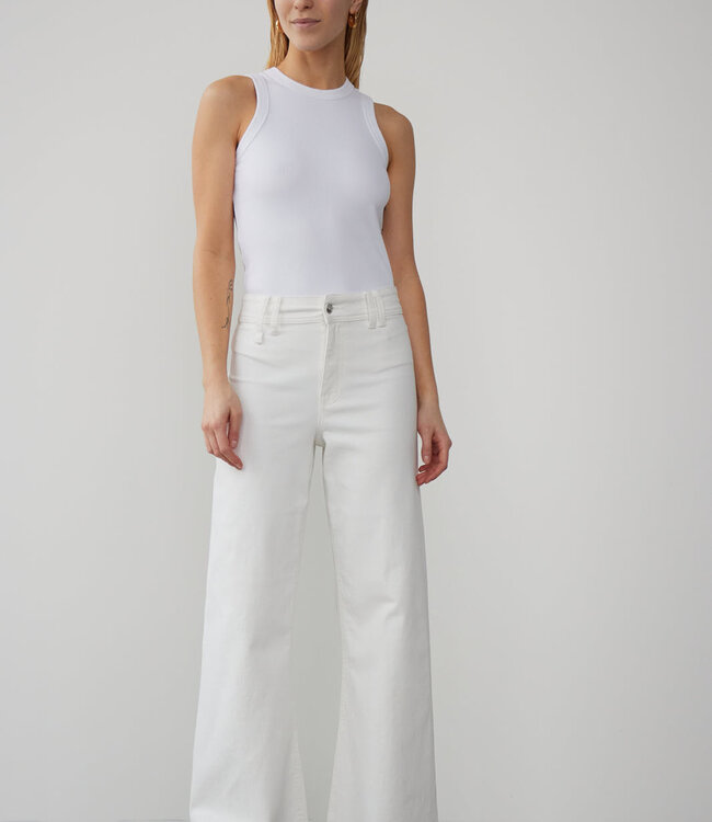 With Black Wide Leg White Denim