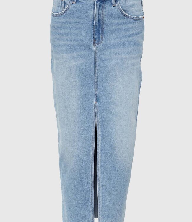 With Black Long Denim Skirt