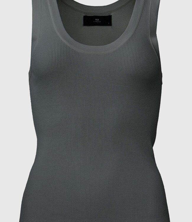 With Black Black Ribbed Tank
