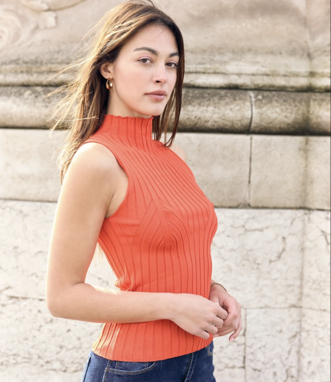 Oolala Sleeveless Ribbed Mock Turtleneck