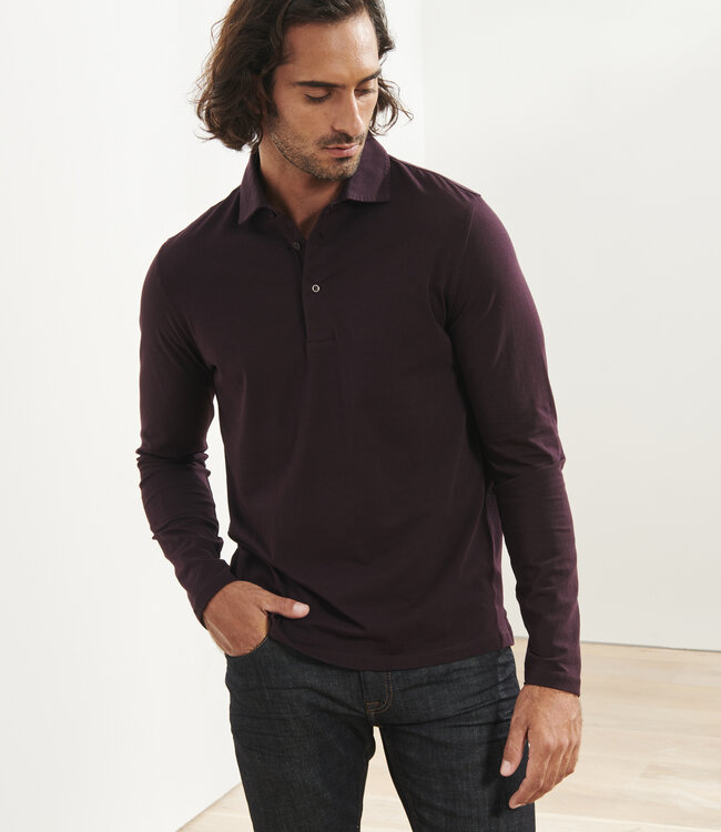 Patrick Assaraf Long Sleeve Iconic Pima Stretch Polo