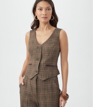 Trina Turk Kofi Brown Plaid Vest