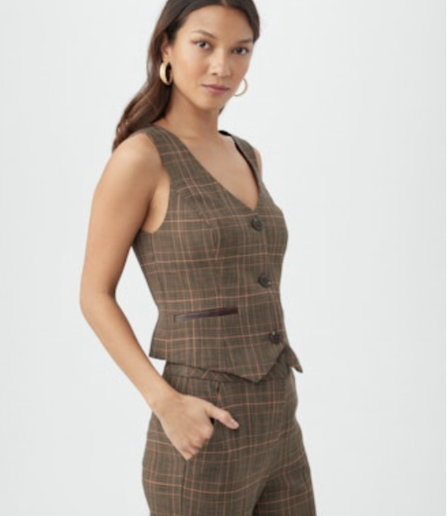 Trina Turk Kofi Brown Plaid Vest