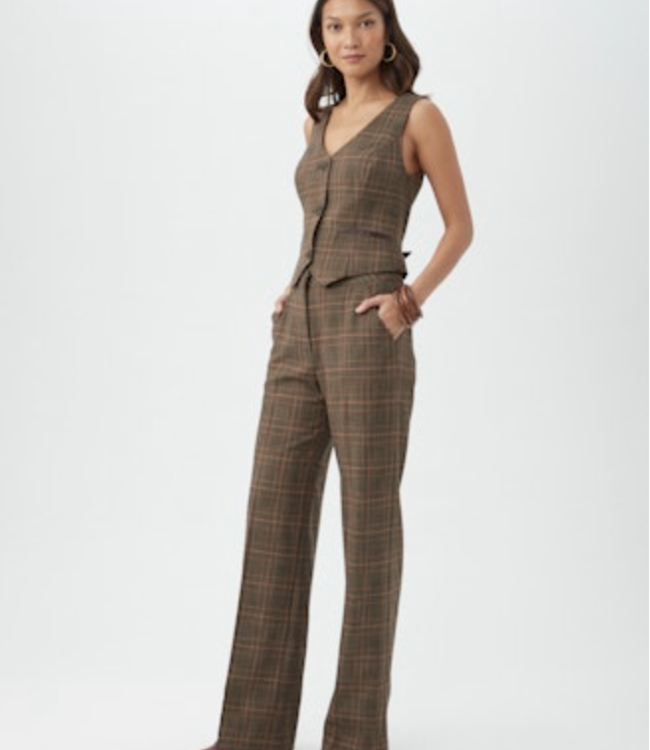 Trina Turk Kofi Brown Plaid Vest