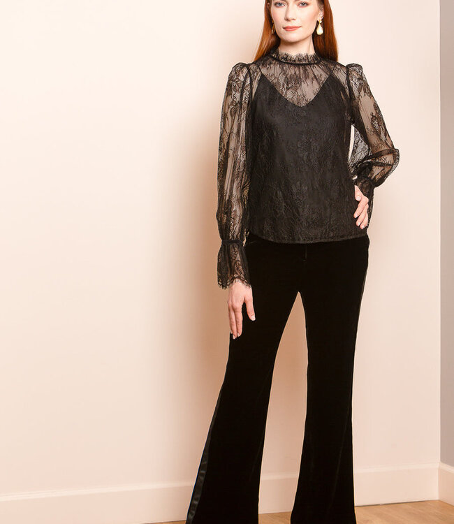 Jessie Liu Silk Velvet Tuxedo Pants