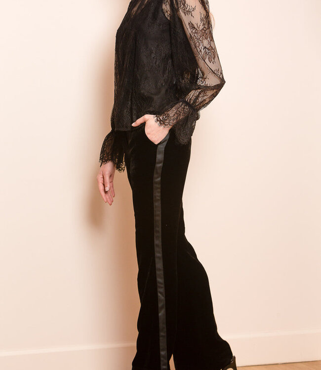 Jessie Liu Silk Velvet Tuxedo Pants