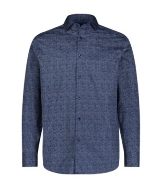 Luchiano Visconti Basket Weave Cross Stitch Woven Shirt With Euro Collar & Round Cuff