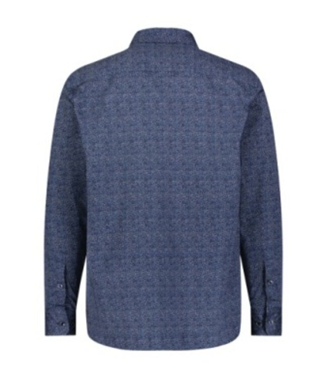 Luchiano Visconti Basket Weave Cross Stitch Woven Shirt With Euro Collar & Round Cuff