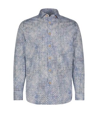 Luchiano Visconti Luchiano Diagonal Basket Weave Circle Print Long Sleeve Woven Shirt With Euro Collar & Round Cuff