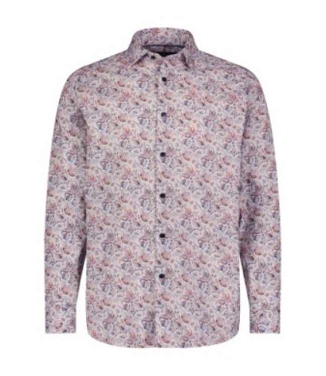 Luchiano Visconti Floral Paisley Printed Long Sleeve Woven Shirt With Euro Collar