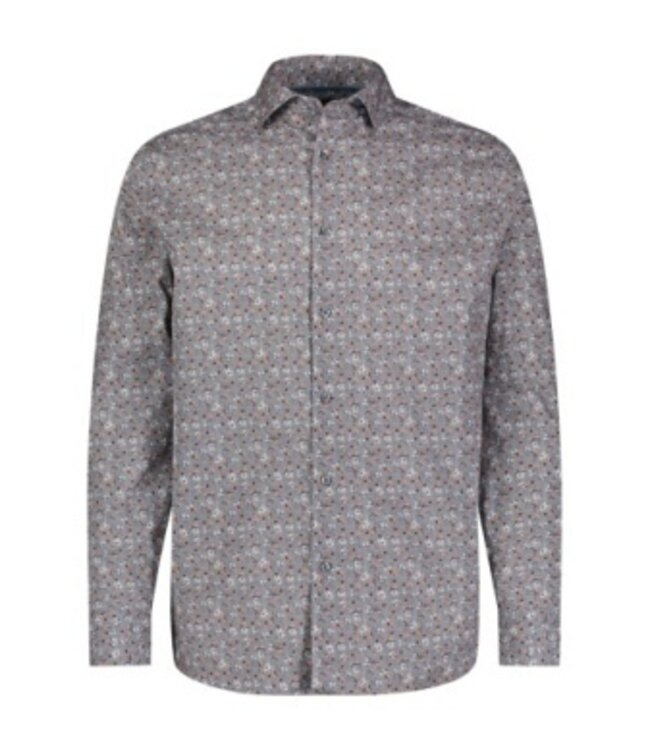 Luchiano Visconti Floral Printed Long Sleeve Woven Shirt With Euro Collar & Round Cuff