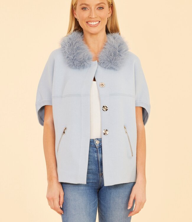 Dolce Cabo Baby Blue Faux Fur Cardigan