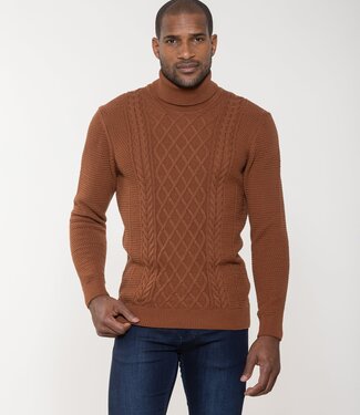 Luchiano Visconti Chestnut Cable Knit Turtleneck