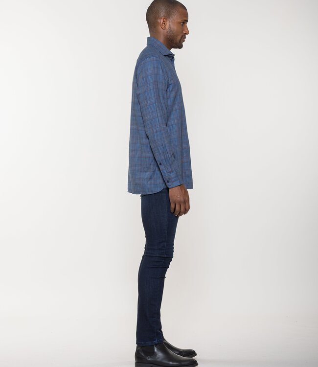 Luchiano Visconti Basket Weave Cross Stitch Woven Shirt With Euro Collar & Round Cuff