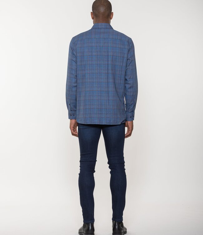 Luchiano Visconti Basket Weave Cross Stitch Woven Shirt With Euro Collar & Round Cuff