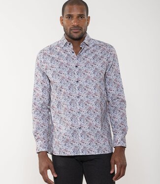 Luchiano Visconti Floral Paisley Printed Long Sleeve Woven Shirt With Euro Collar