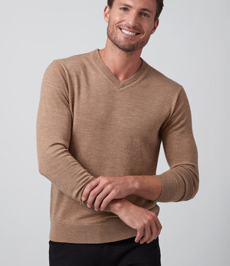 Raffi Camel Merino V Neck Sweater